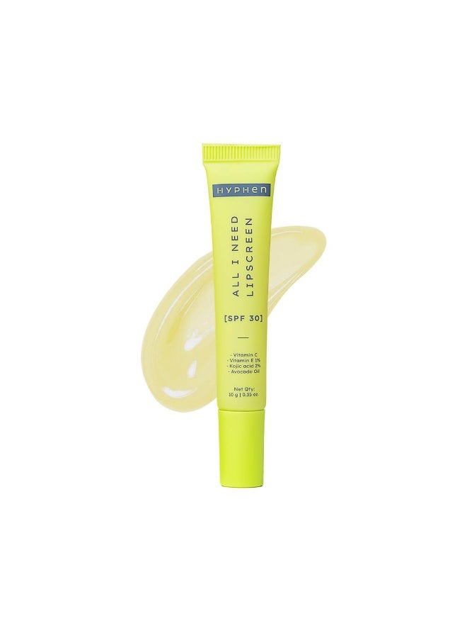 هايفن مرطب الشفاه "هايفن أول آي نيد" مع عامل حماية من الشمس 30 وحمض الكوجيك بنسبة 2% - ترطيب وحماية من الشمس | شفاه ناعمة، إزالة التصبغات للرجال والنساء | بلسم شفاه مع عامل حماية من الشمس | للشفاه الجافة والمتشققة | يحتوي على الببتيدات | نباتي، خالي من الكبريتات والبارابين - 10 جرام - Image 1